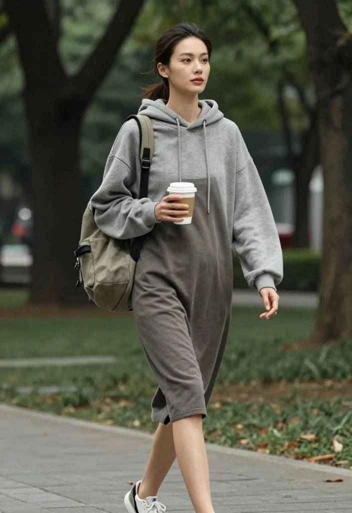 15 Sweater Over Dress Outfit Ideas For Cozy Layered Looks - 9. Oversized Hoodie Over Midi Dress 1