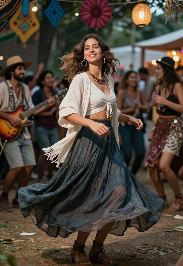 15 White Cardigan Aesthetic Outfit Ideas With Soft Style - 15. Boho-Chic Vibes 1