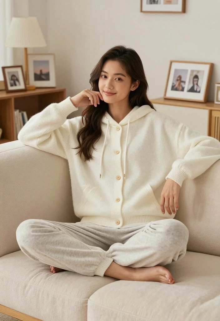 15 White Cardigan Aesthetic Outfit Ideas With Soft Style - 9. Relaxed Look with a Hoodie 1