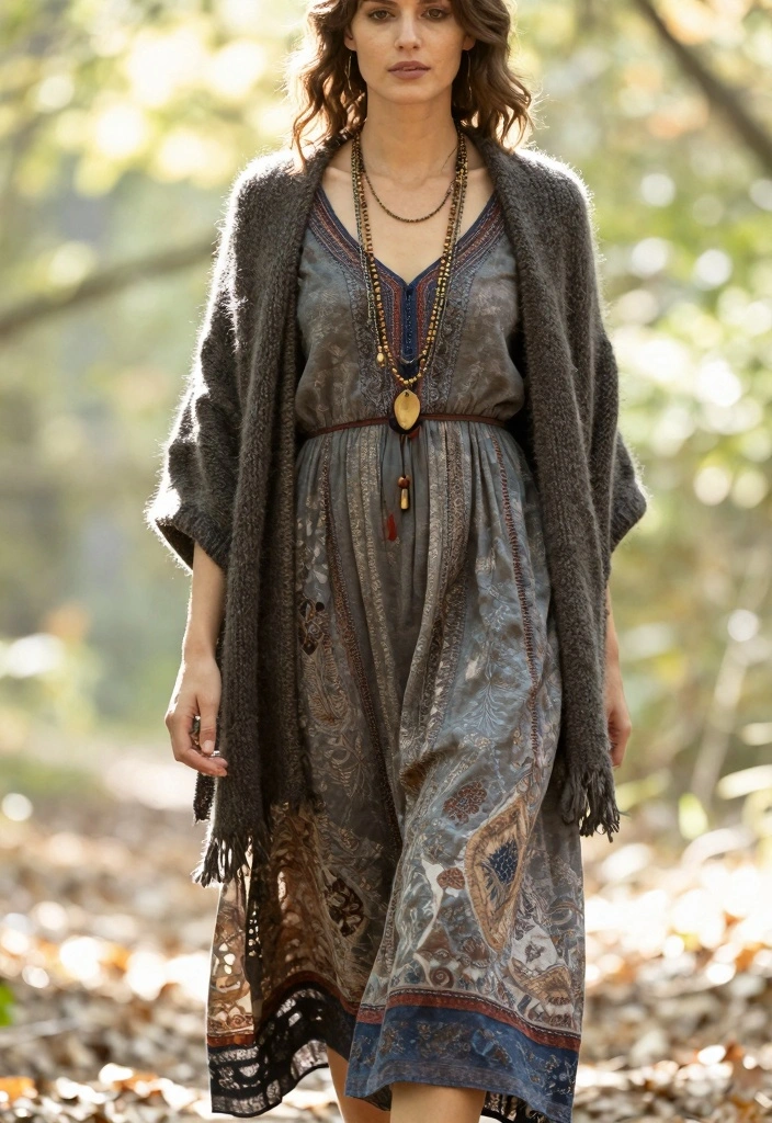 16 Autumn Dress Outfit Ideas That Look Effortlessly Stylish - 16. The Rustic Boho Chic Dress 1