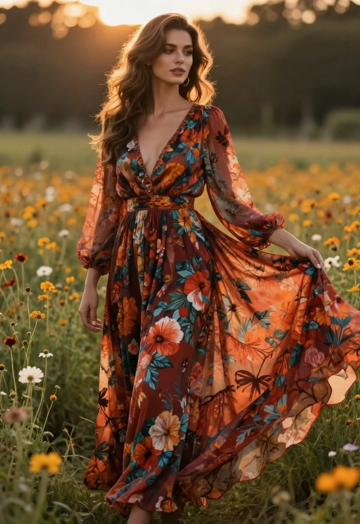 16 Autumn Dress Outfit Ideas That Look Effortlessly Stylish - 3. The Floral Maxi Dress 1