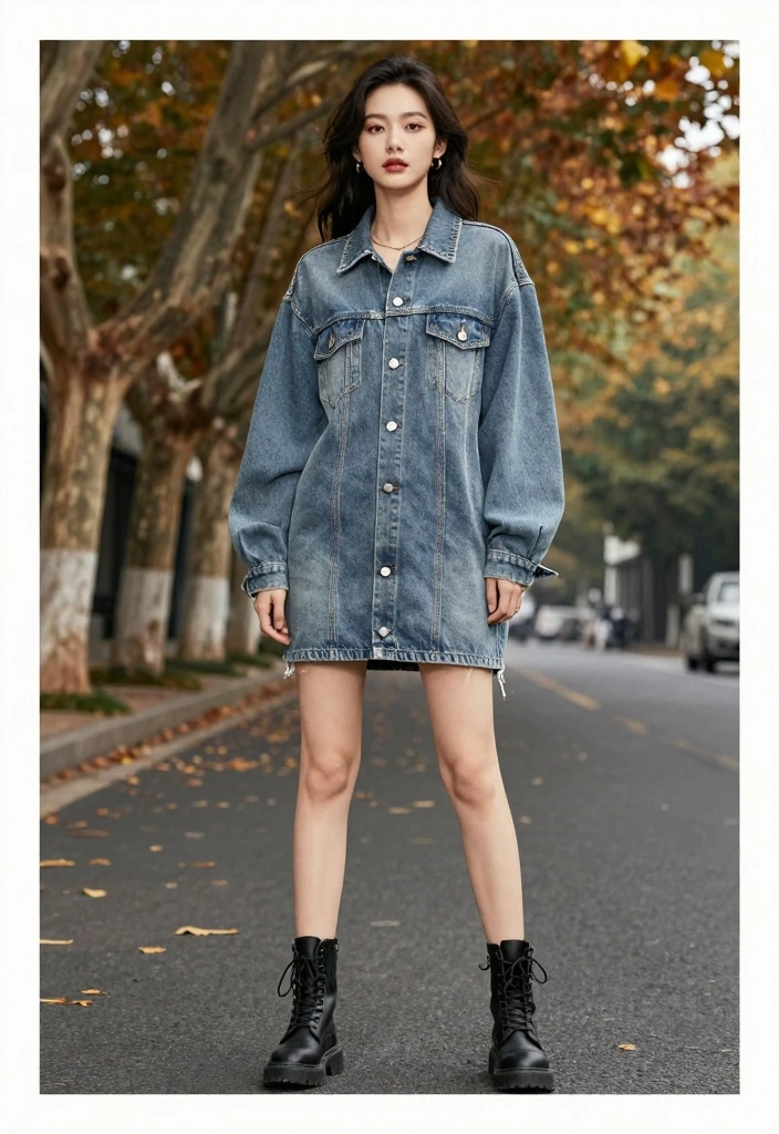 16 Autumn Dress Outfit Ideas That Look Effortlessly Stylish - 4. The Oversized Denim Dress 1