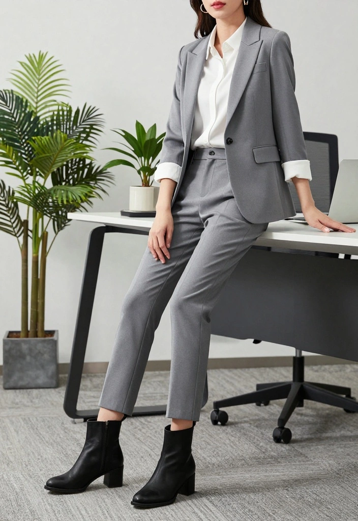 16 Black Boots Outfit Ideas That Go With Everything - 3. Stylish Black Boots with Tailored Trousers 1