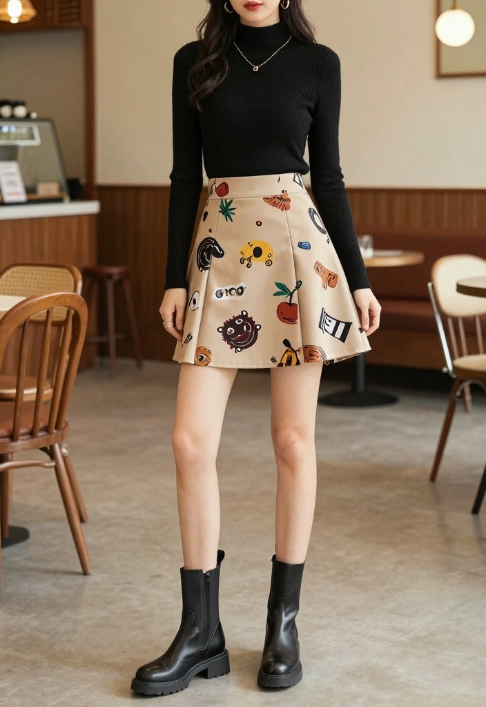 16 Black Boots Outfit Ideas That Go With Everything - 9. Vintage Vibes with Black Boots and A-Line Skirt 1