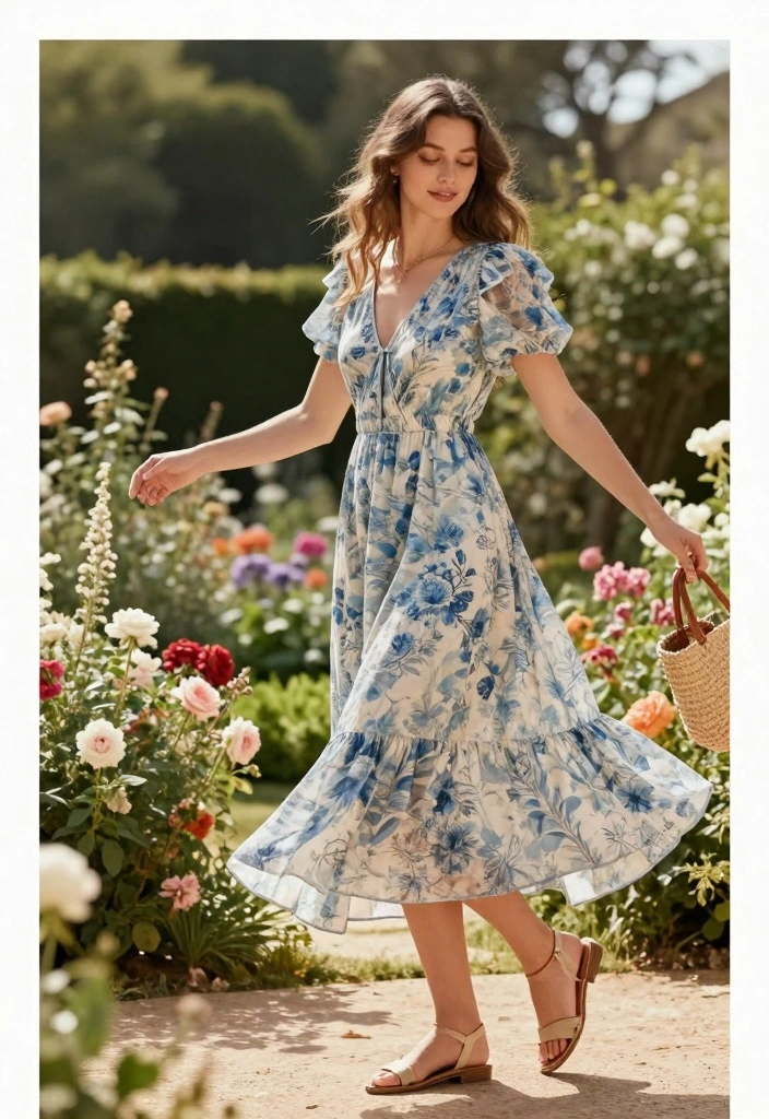 16 Blue Aesthetic Outfit Ideas With Calm Cool Tones - 15. Playful Floral Patterns 1