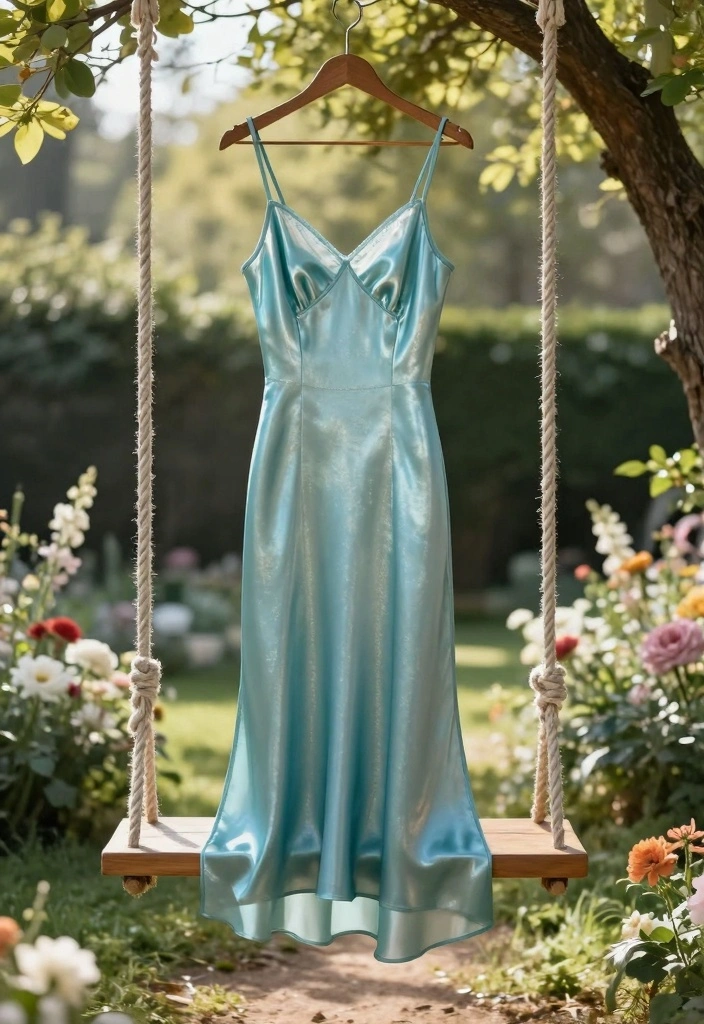 16 Blue Aesthetic Outfit Ideas With Calm Cool Tones - 8. Gleaming Aqua Slip Dress 1