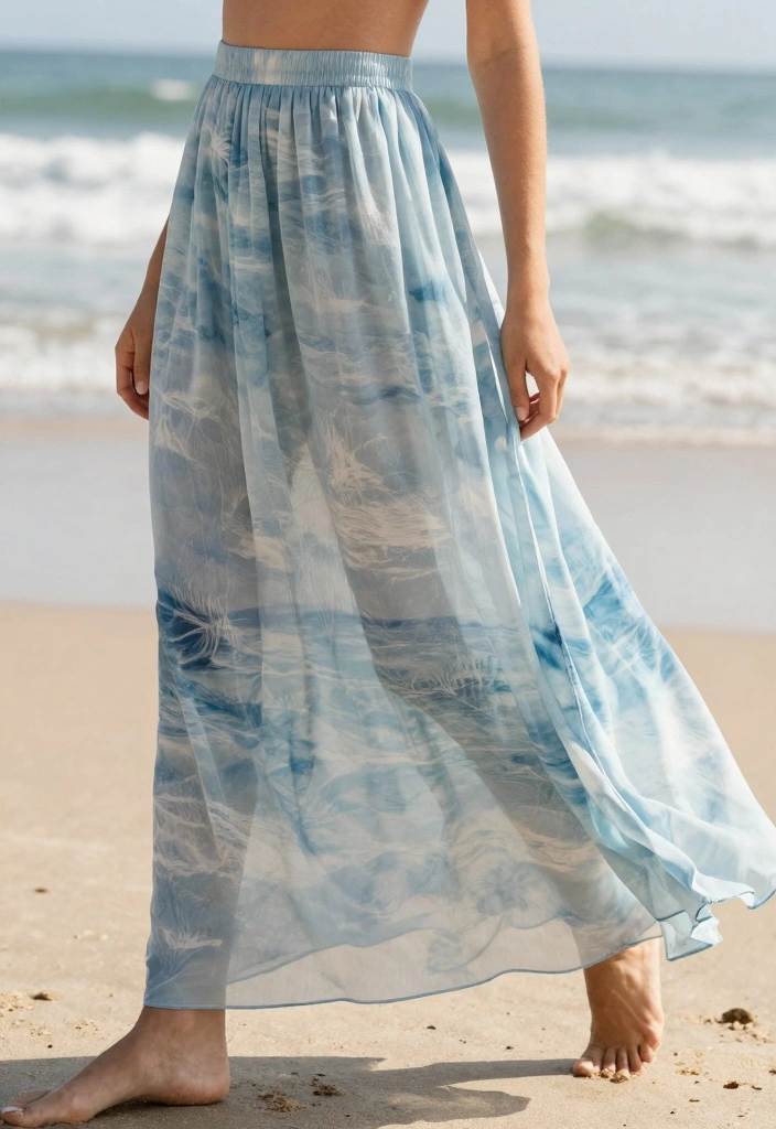 16 Blue Aesthetic Outfit Ideas With Calm Cool Tones - 9. Coastal-Inspired Maxi Skirt 1