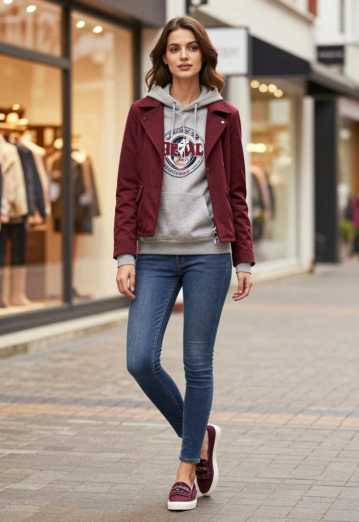 16 Burgundy Jacket Outfit Ideas That Look Rich And Stylish - 11. Effortlessly Cool Look 1