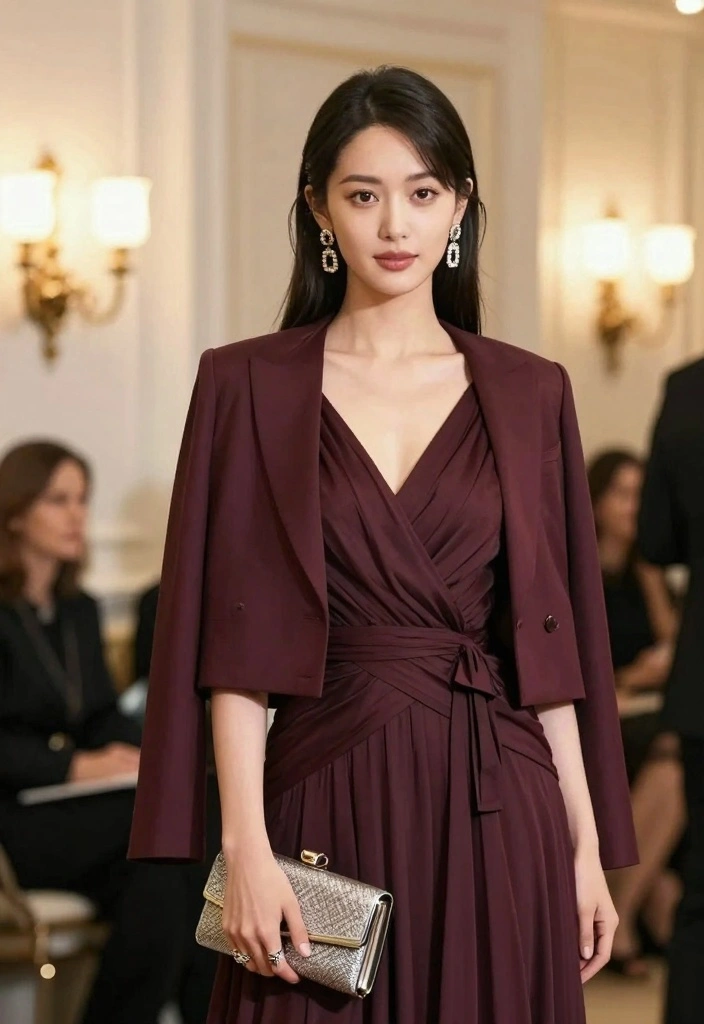 16 Burgundy Jacket Outfit Ideas That Look Rich And Stylish - 12. Elegant Evening Wear 1