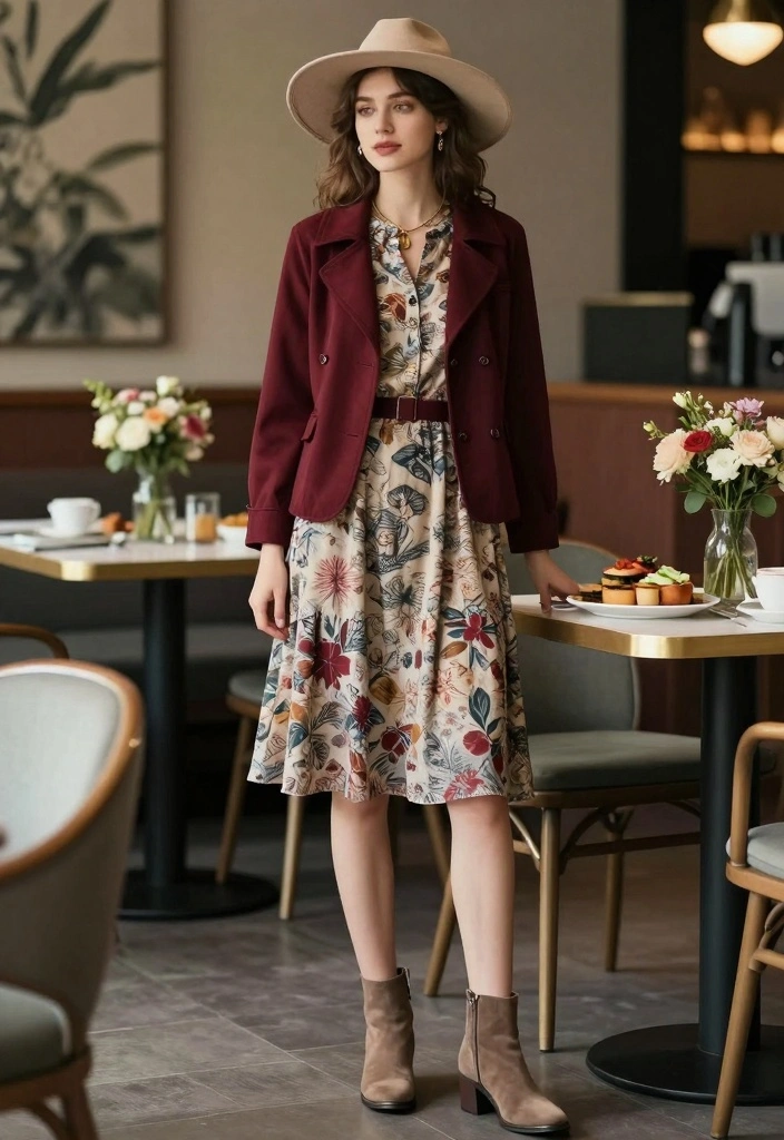 16 Burgundy Jacket Outfit Ideas That Look Rich And Stylish - 9. Weekend Brunch Style 1