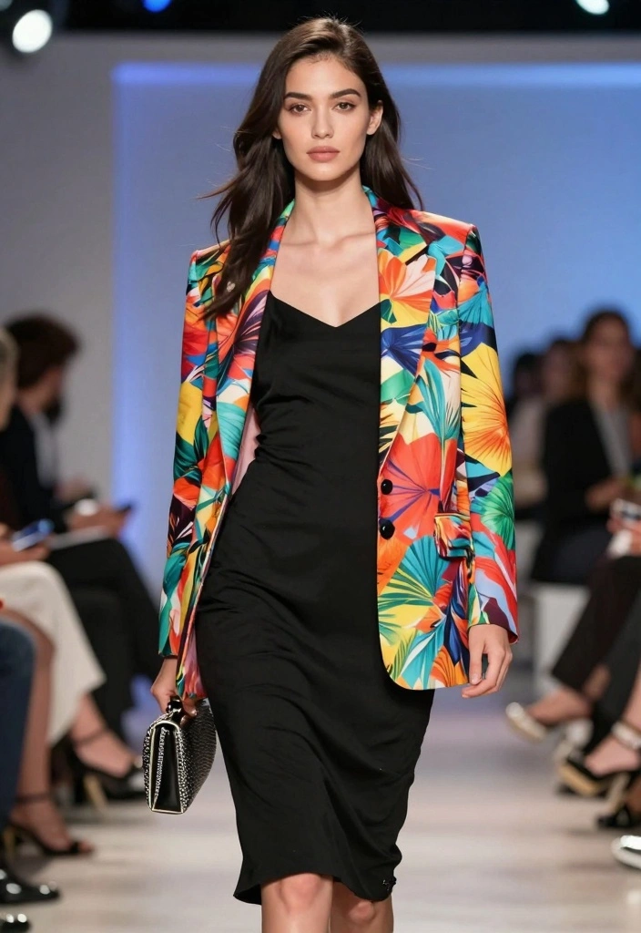 16 Dress And Blazer Outfit Ideas That Instantly Look Polished - 10. Chic Slip Dress with a Printed Blazer 1