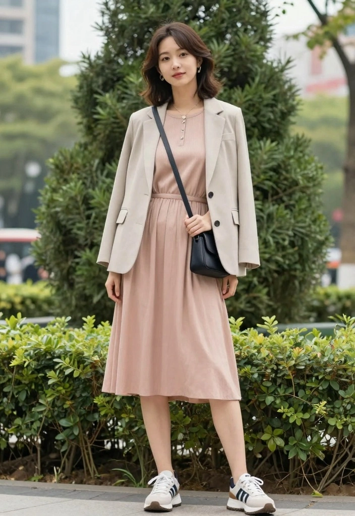 16 Dress And Blazer Outfit Ideas That Instantly Look Polished - 16. Casual Everyday Dress with a Smart Blazer 1