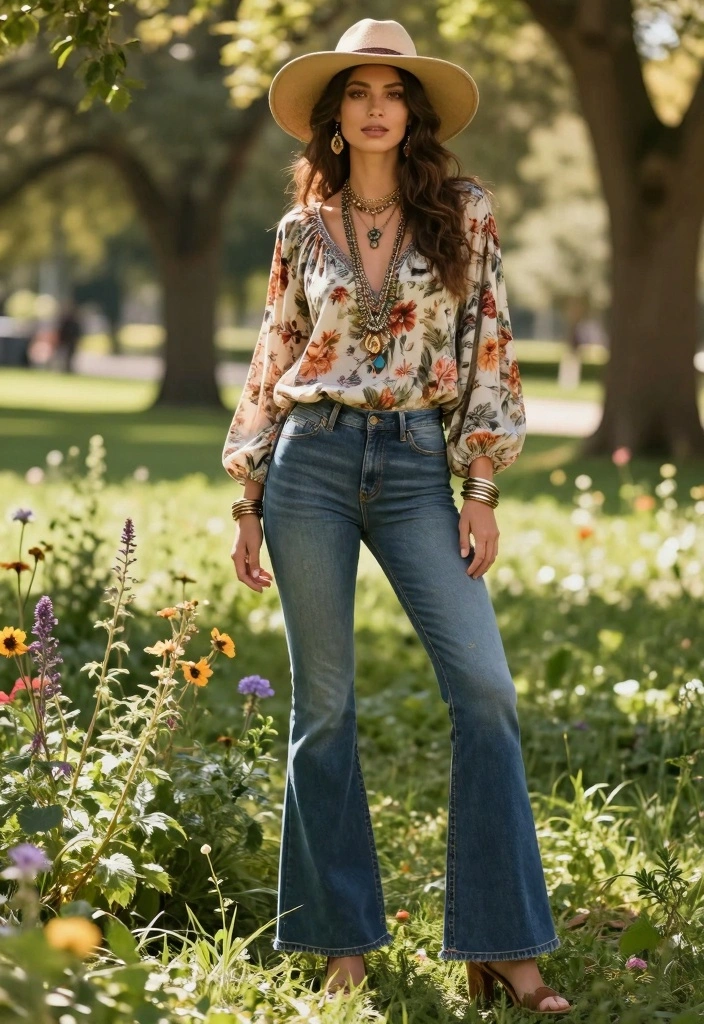 16 Flared Jeans Outfit Ideas With Retro Energy - 1. Classic Bohemian Vibes 1