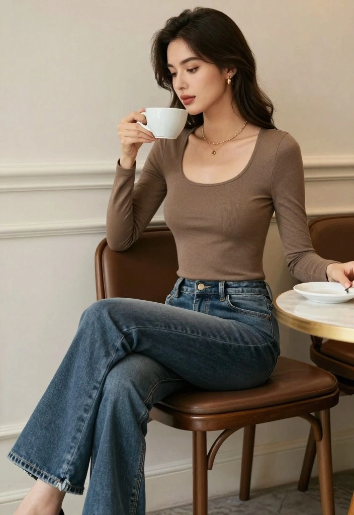 16 Flared Jeans Outfit Ideas With Retro Energy - 15. Simple and Classy 1