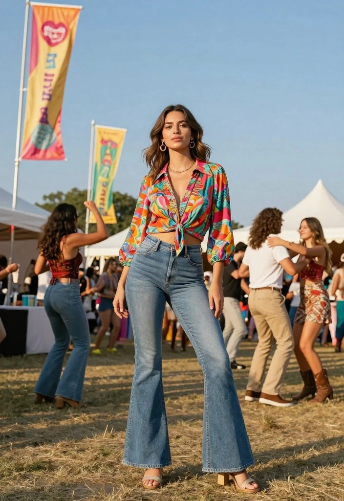 16 Flared Jeans Outfit Ideas With Retro Energy - 5. 70s Inspired Leisure 1