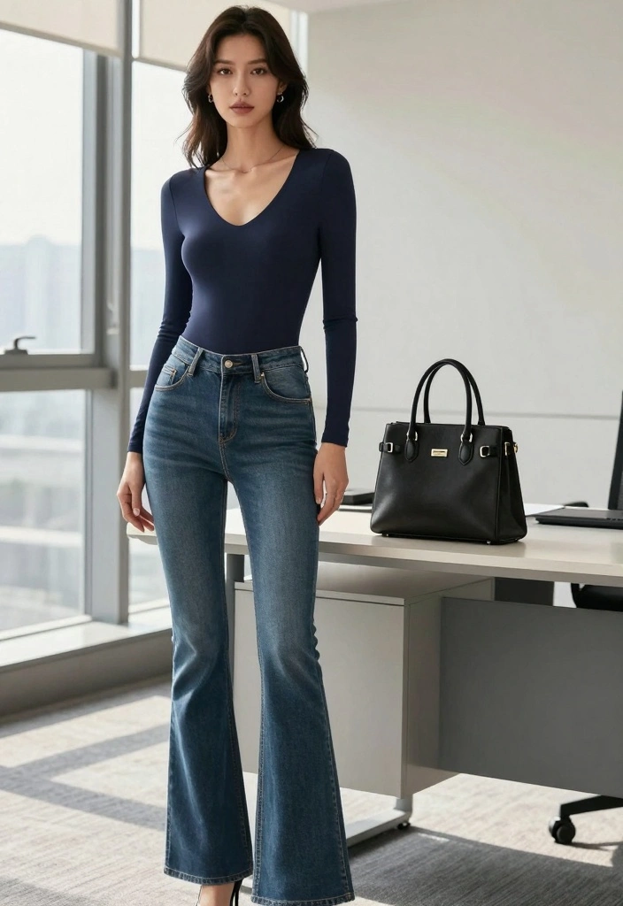 16 Flared Jeans Outfit Ideas With Retro Energy - 6. Minimalist Elegance 1