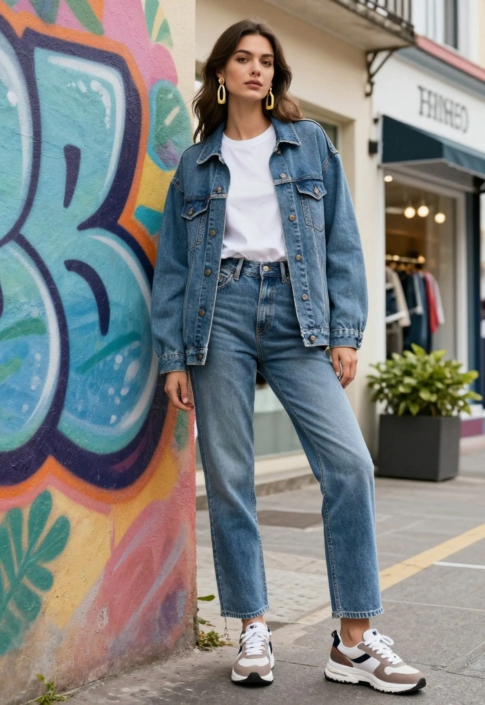 16 Jeans And Denim Outfit Ideas For Everyday Styling - 1. Oversized Denim Jacket with High-Waisted Jeans 1