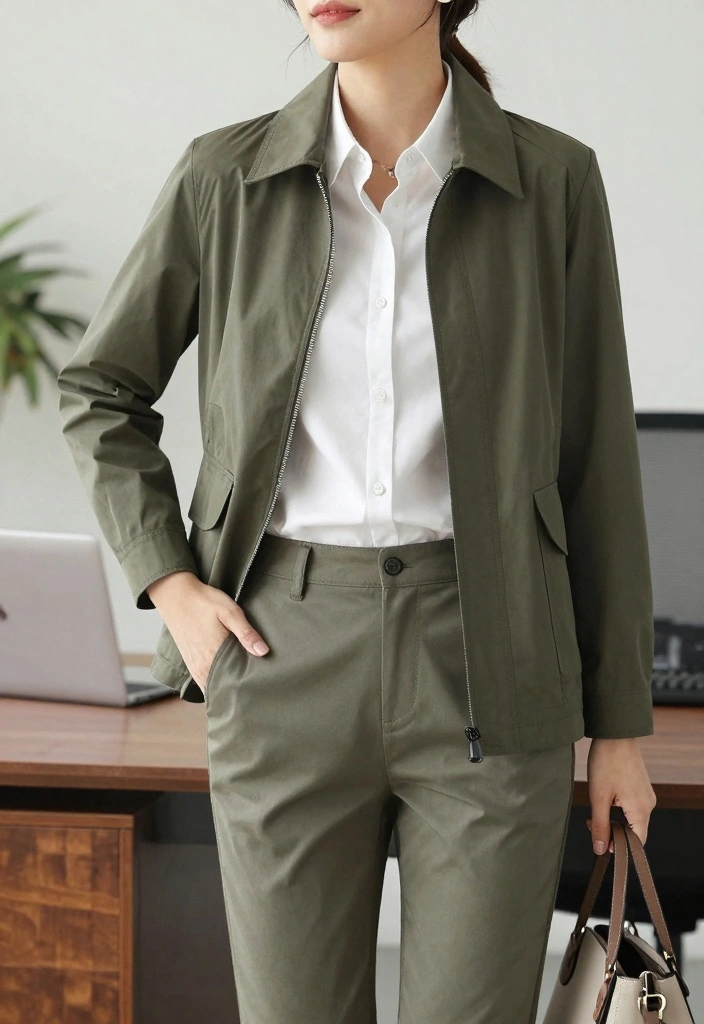 16 Olive Green Jacket Outfit Ideas With Neutral Charm - 10. Smart-Casual Ensemble 1