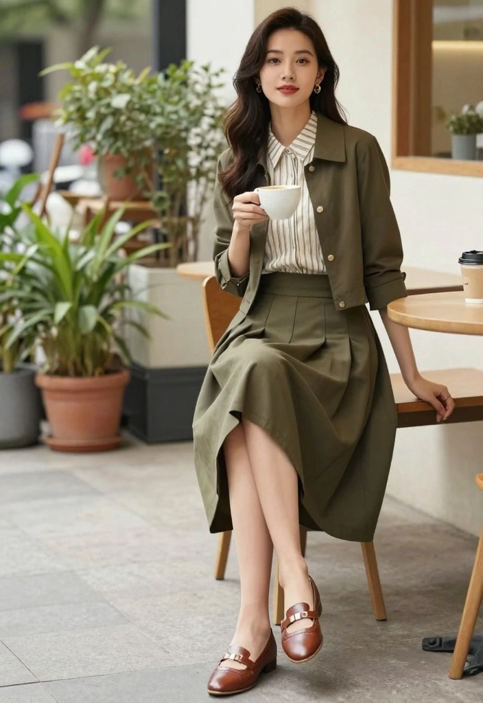 16 Olive Green Jacket Outfit Ideas With Neutral Charm - 11. Vintage Inspiration 1