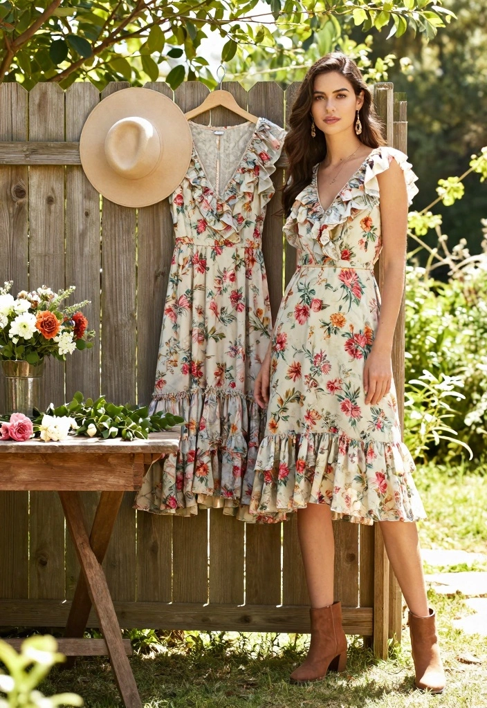 16 Ruffle Dress Outfit Ideas With Soft Feminine Movement - 2. Vintage Florals 1