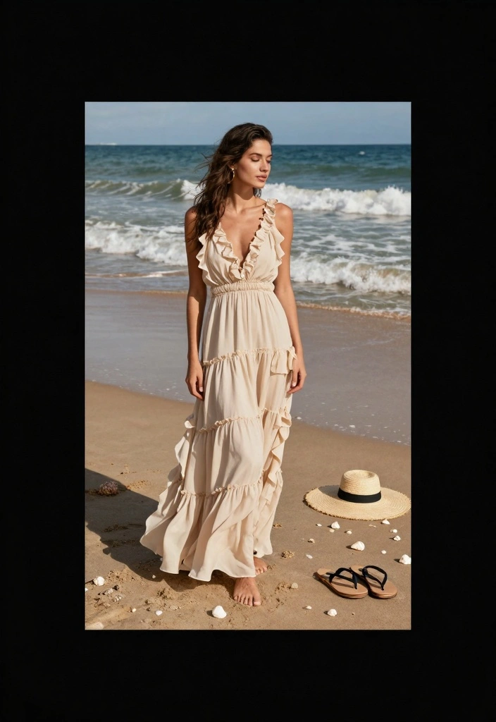 16 Ruffle Dress Outfit Ideas With Soft Feminine Movement - 9. Effortless Maxi 1