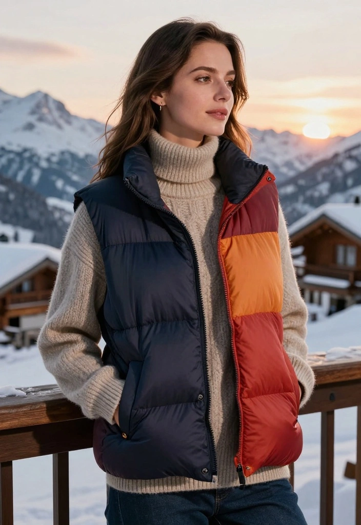 16 Ski Aesthetic Outfit Ideas For Winter Getaways - 16. Versatile Down Vest 1