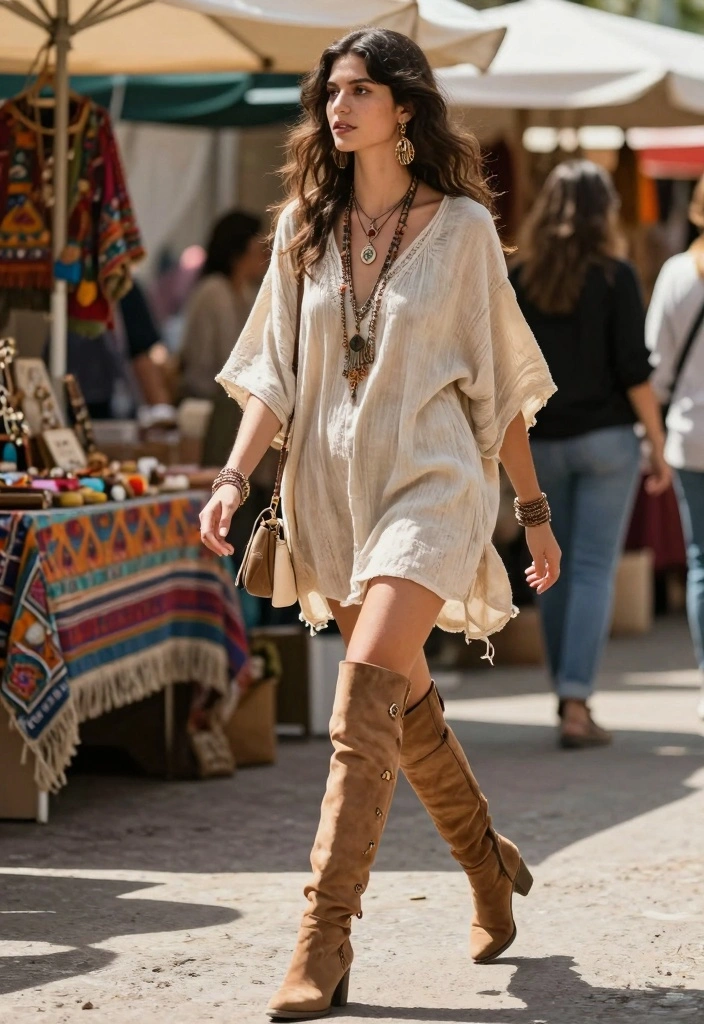 16 Thigh High Boots Outfit Ideas For Black Women That Turn Heads - 12. Bohemian Bliss 1