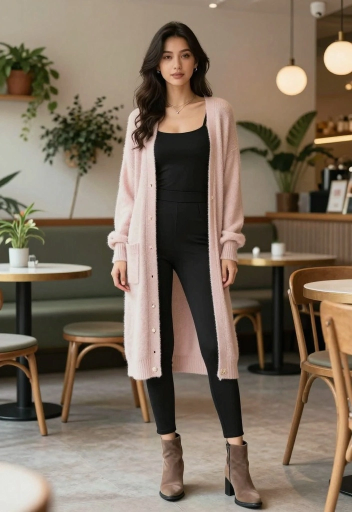 16 Winter Cardigan Outfit Ideas Perfect For Layering - 7. Layered Cardigan with a Jumpsuit 1