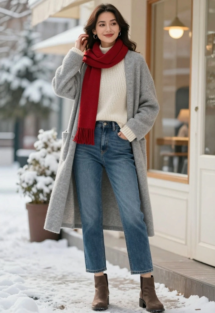 16 Winter Mom Jeans Outfit Ideas For Cozy Chic Outfits - 1. Layered Sweater Look 1