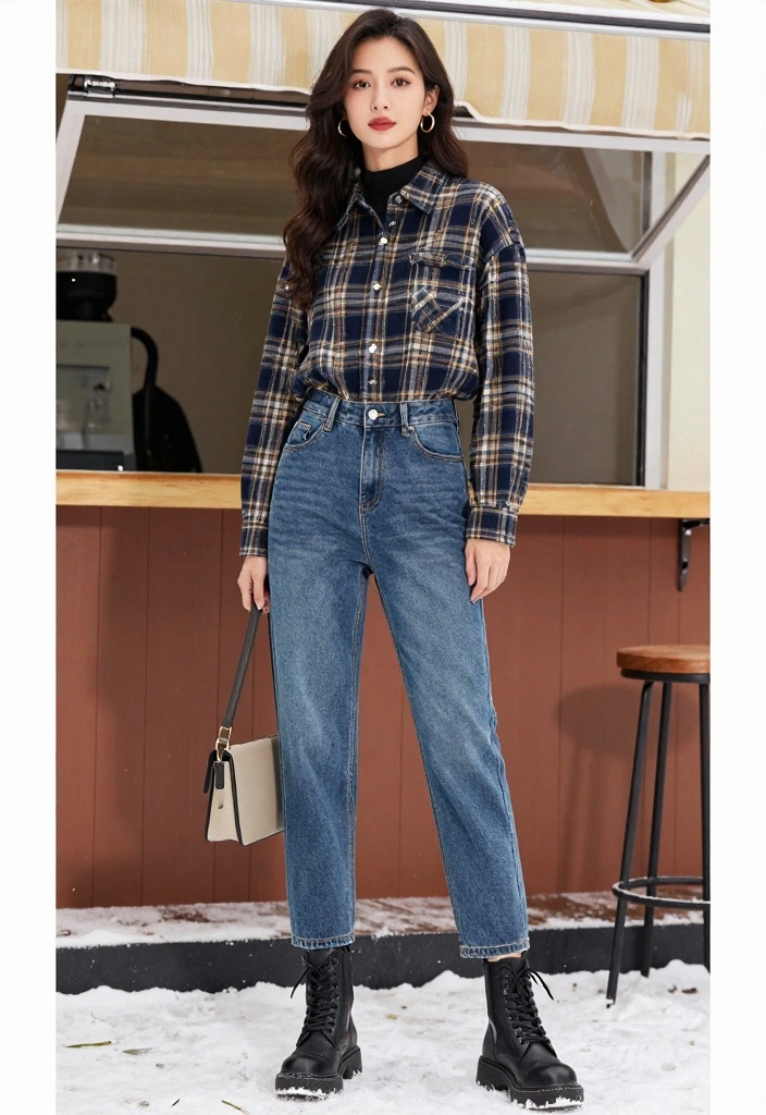 16 Winter Mom Jeans Outfit Ideas For Cozy Chic Outfits - 2. Flannel and Denim 1