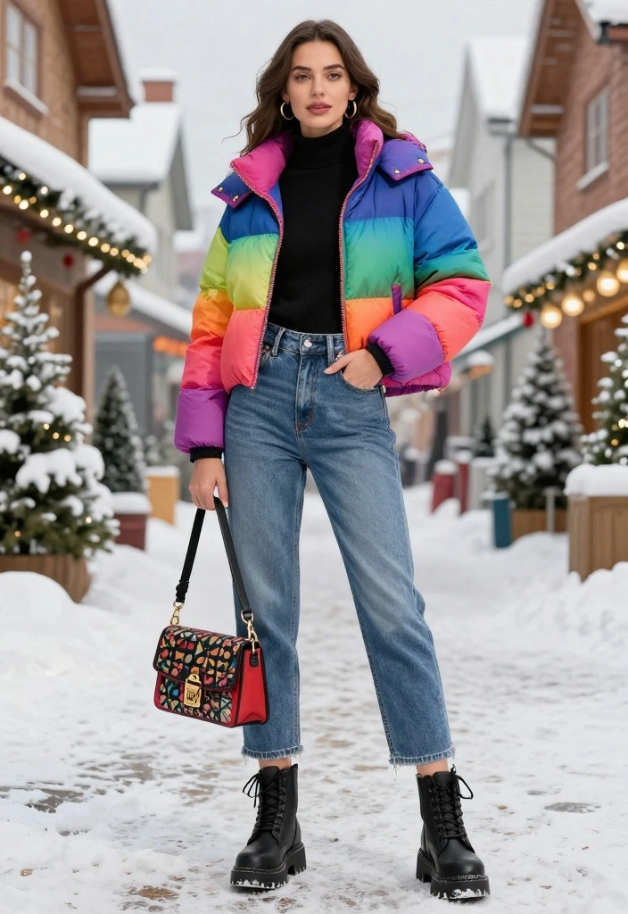 16 Winter Mom Jeans Outfit Ideas For Cozy Chic Outfits - 5. Puffer Jacket Pop 1