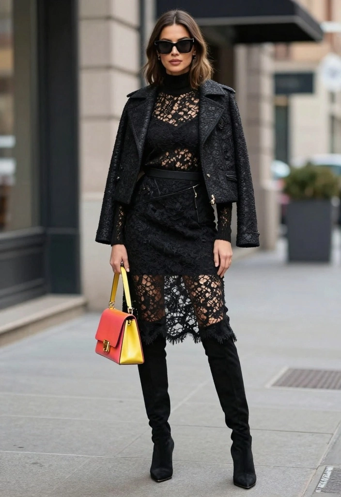 17 Black Lace Dress Outfit Ideas That Feel Elegant And Bold - 5. Chic Layered Look 1