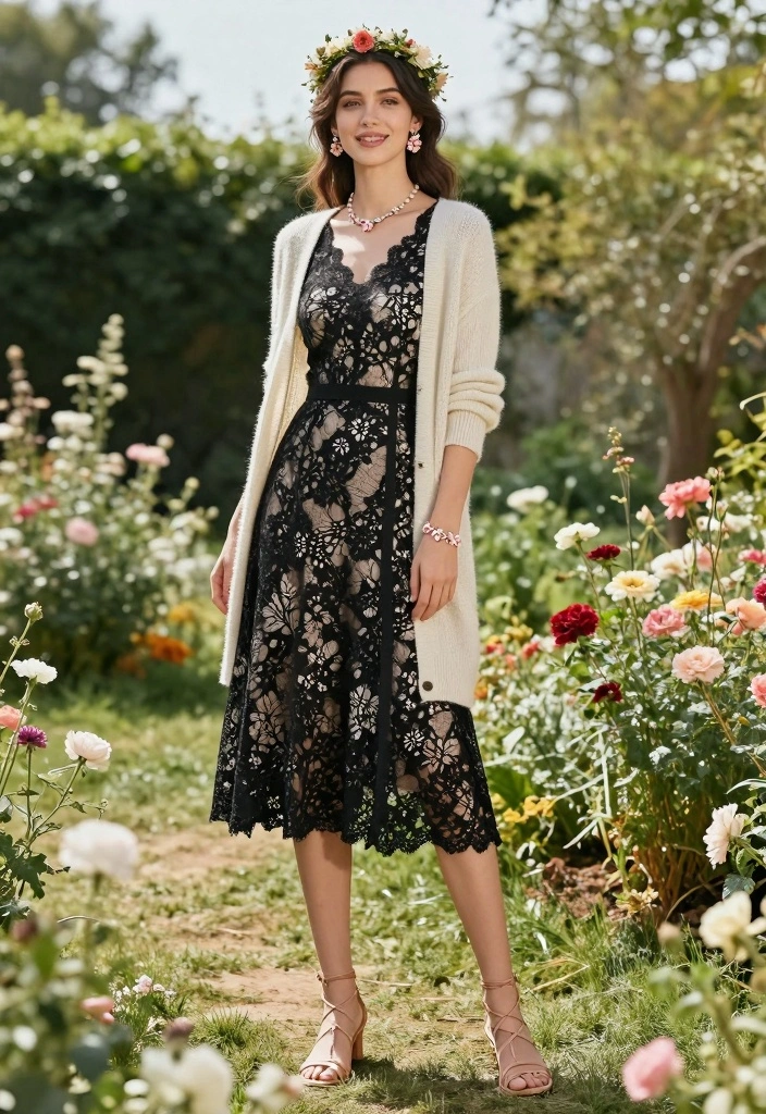 17 Black Lace Dress Outfit Ideas That Feel Elegant And Bold - 6. Whimsical Garden Party 1