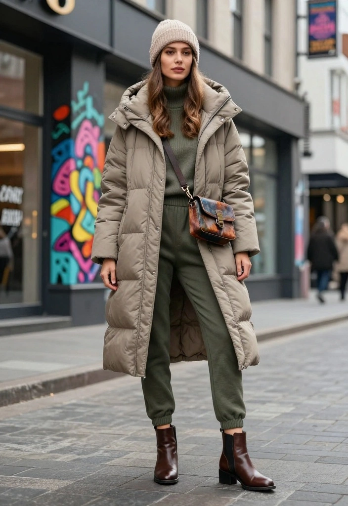 17 Down Jacket Outfit Ideas That Keep You Warm And Fashionable - 1. Urban Chic with a Puffer Coat 1