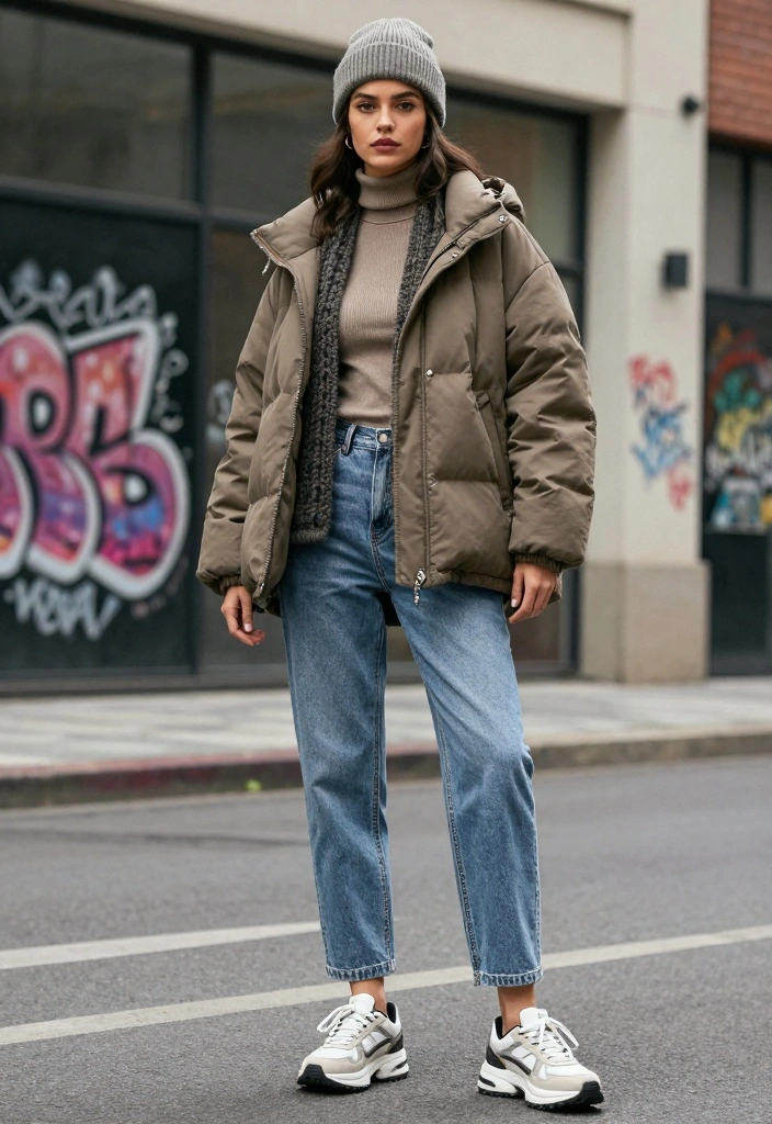 17 Down Jacket Outfit Ideas That Keep You Warm And Fashionable - 14. Street Style with Oversized Outerwear 1