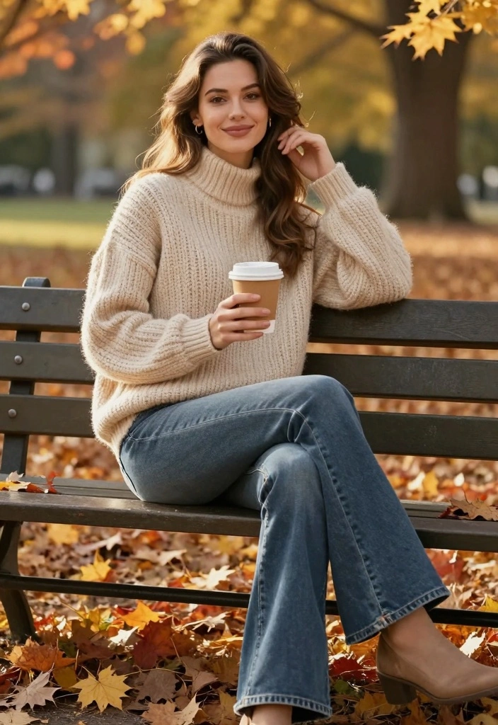 17 Flare Jeans Outfit Ideas That Instantly Elevate Your Look - 6. Casual Chic with a Knitted Sweater 1