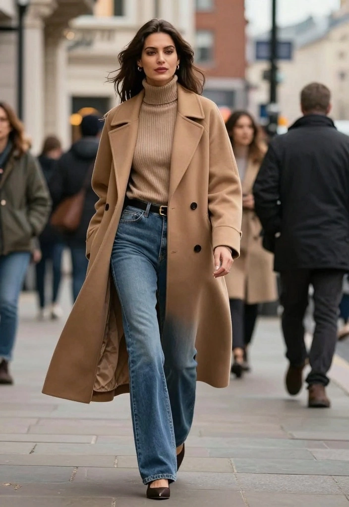 17 Flare Jeans Outfit Ideas That Instantly Elevate Your Look - 8. Layered Looks with a Long Coat 1