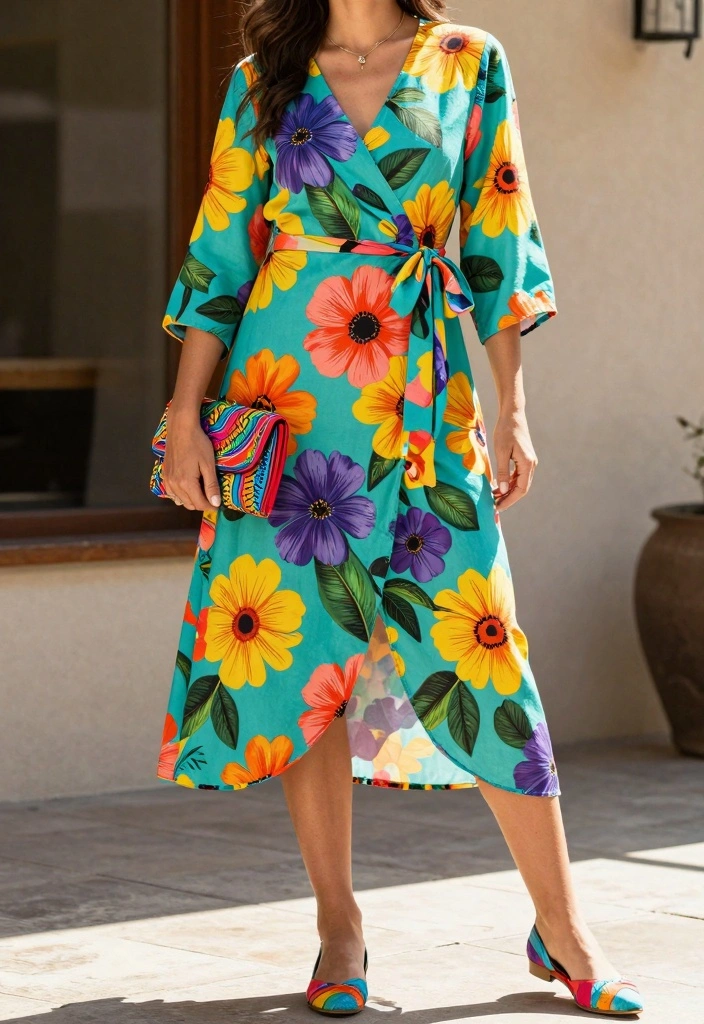 17 Formal Dress To Impress Outfit Ideas That Steal The Spotlight - 9. Vibrant Wrap Dress 1