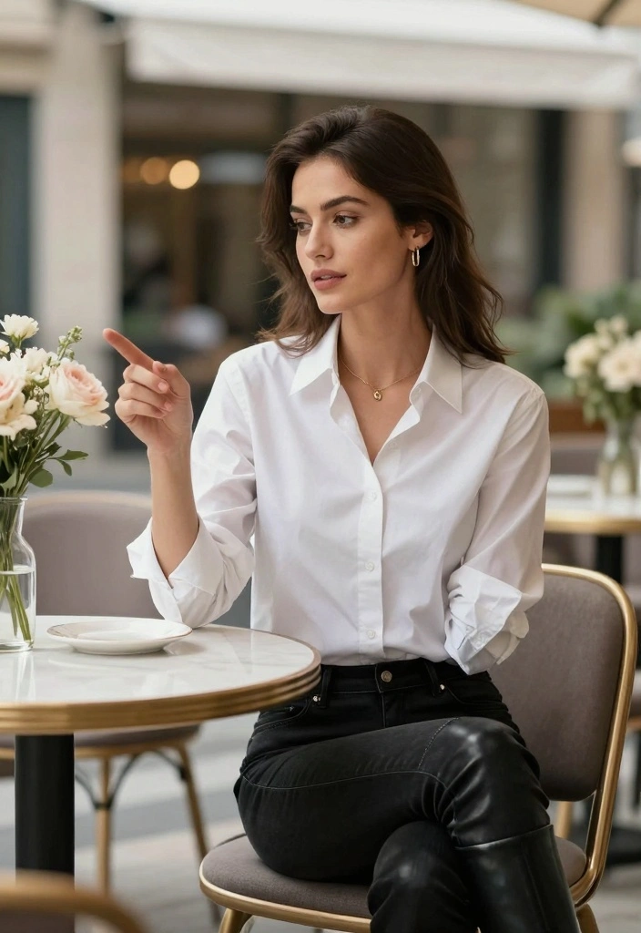 17 Leather Boots Outfit Ideas With Strong Confidence - 16. Classic White Shirt 1