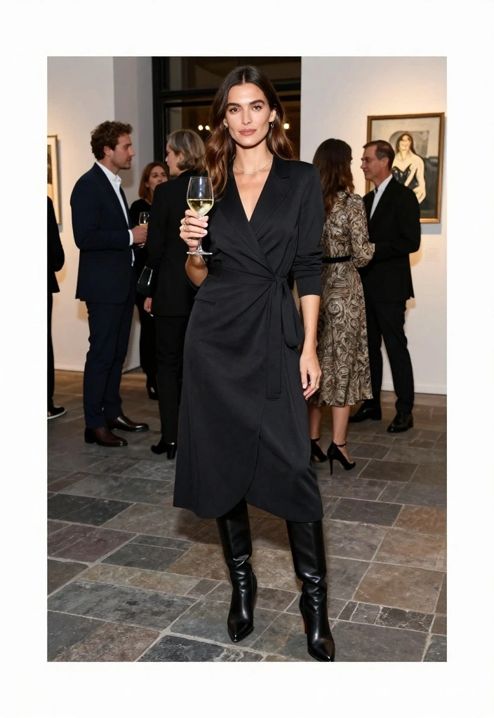 17 Leather Boots Outfit Ideas With Strong Confidence - 8. Classic Dress and Boots 1