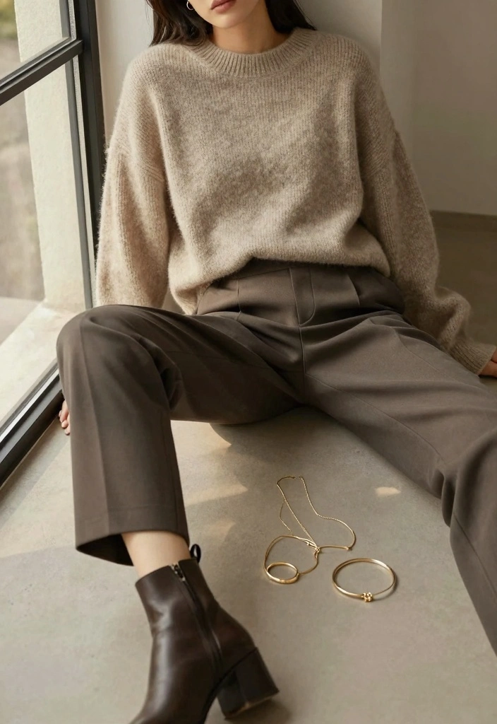 17 Modern Royalty Dress To Impress Outfit Ideas With Luxe Vibes - 10. Oversized Sweater with Tailored Trousers 1