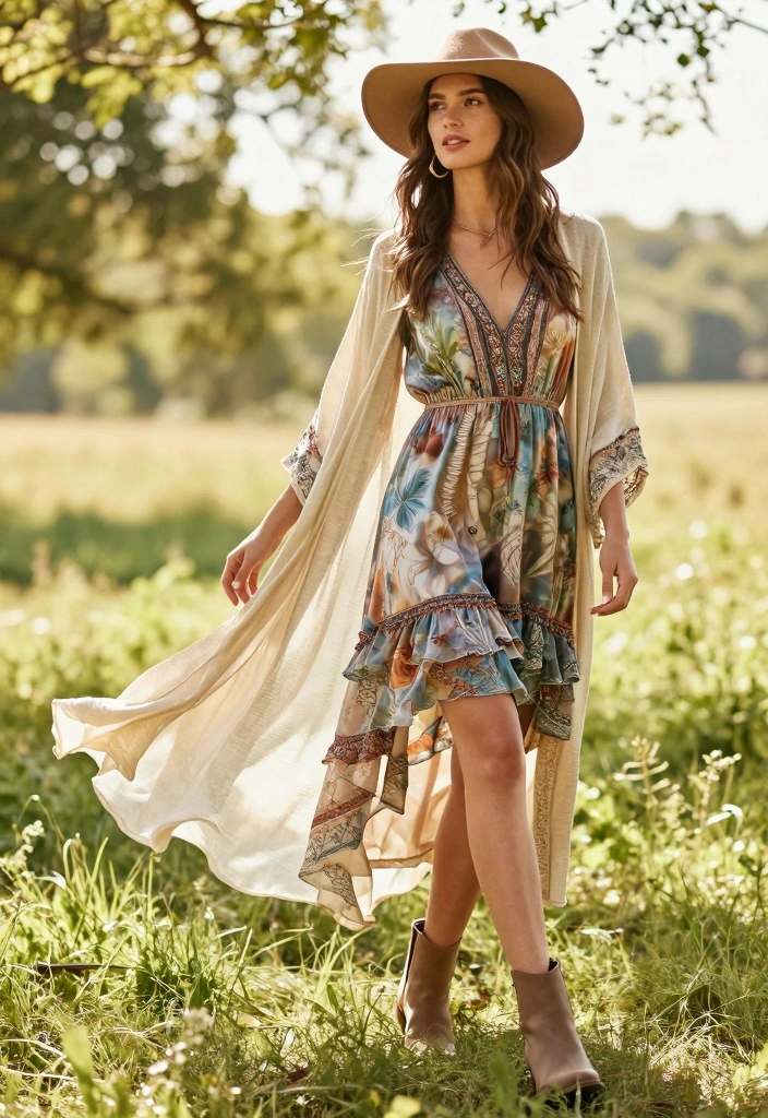 17 Silk Dress Outfit Ideas That Look Expensive And Timeless - 5. Boho Chic Layering 1