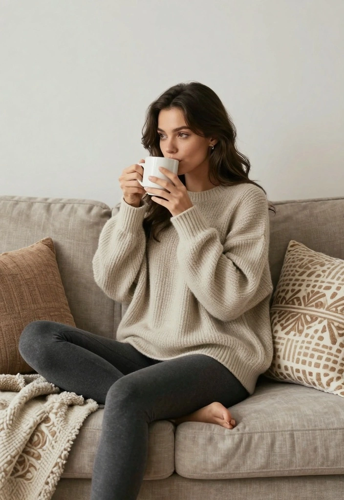 17 Top And Jeans Outfit Ideas That Always Work - 9. The Weekend Essential: Oversized Sweater and Leggings 1