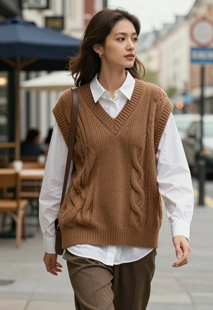 18 Aesthetic Outfit Ideas For Women You Will Want To Save - 11. Sweater Vest Over a White Shirt 1