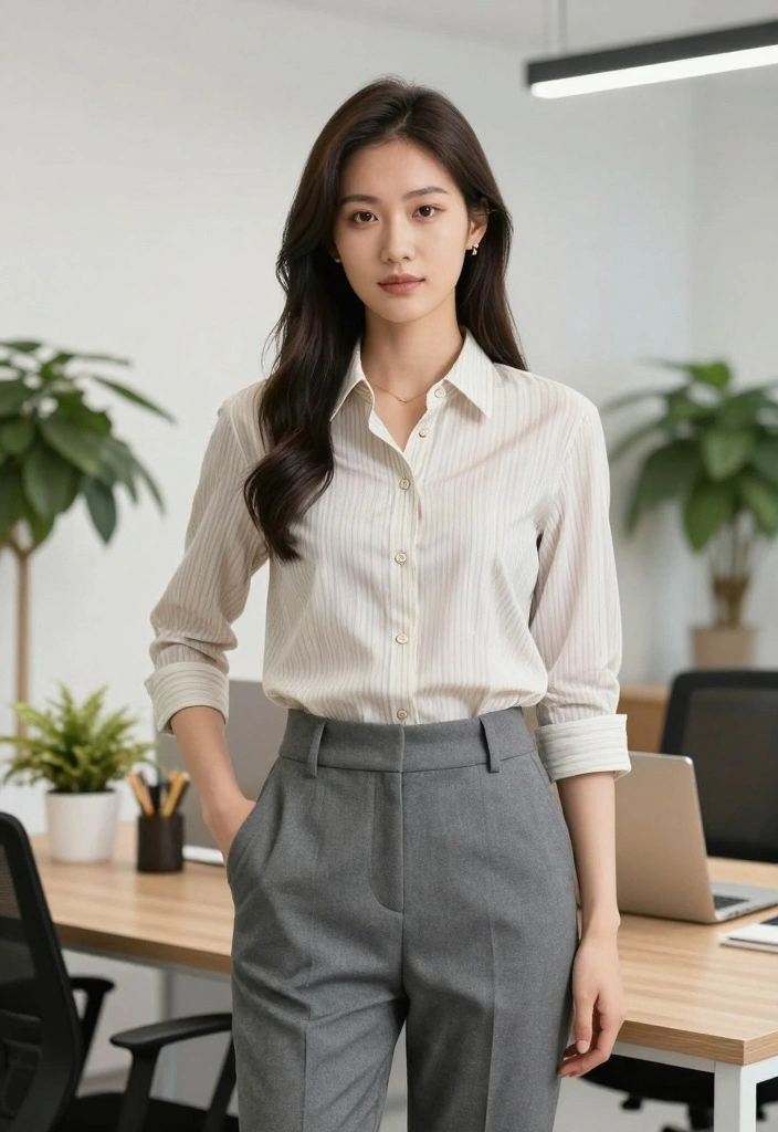 18 Aesthetic Outfit Ideas For Women You Will Want To Save - 6. Button-Up Shirt with Tailored Trousers 1