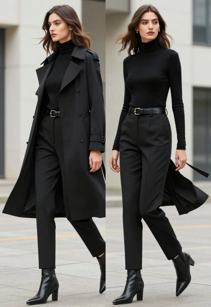 18 Monochromatic Aesthetic Outfit Ideas That Look Expensive - 1. All-Black Elegance 1