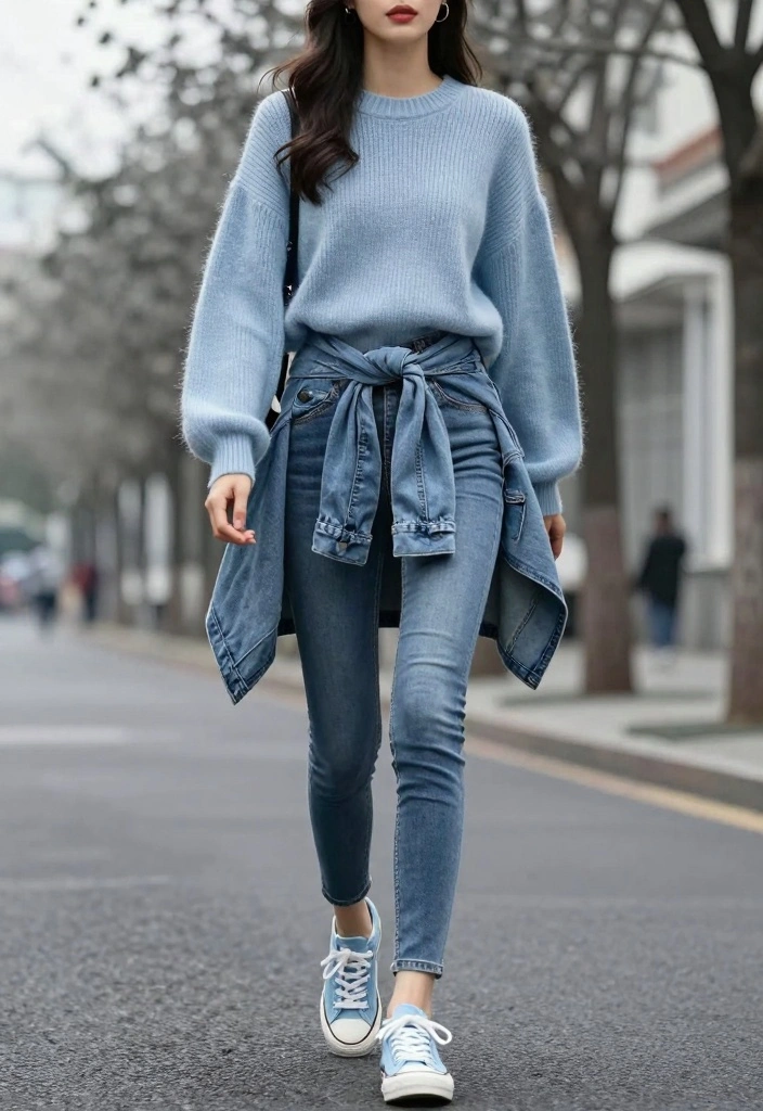 18 Monochromatic Aesthetic Outfit Ideas That Look Expensive - 6. Cool Blue Layers 1
