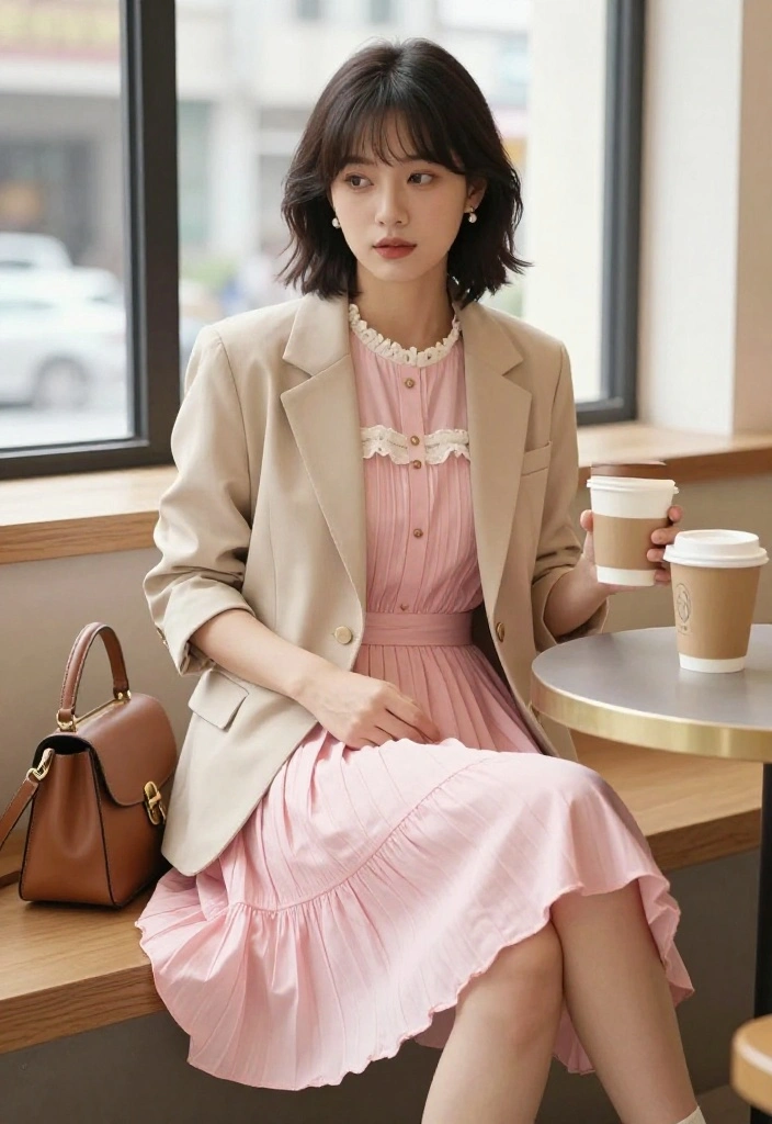 12 Baby Doll Dress Outfit Ideas That Don't Look Too Young - 1. Vintage Baby Doll Dress with Blazer 1