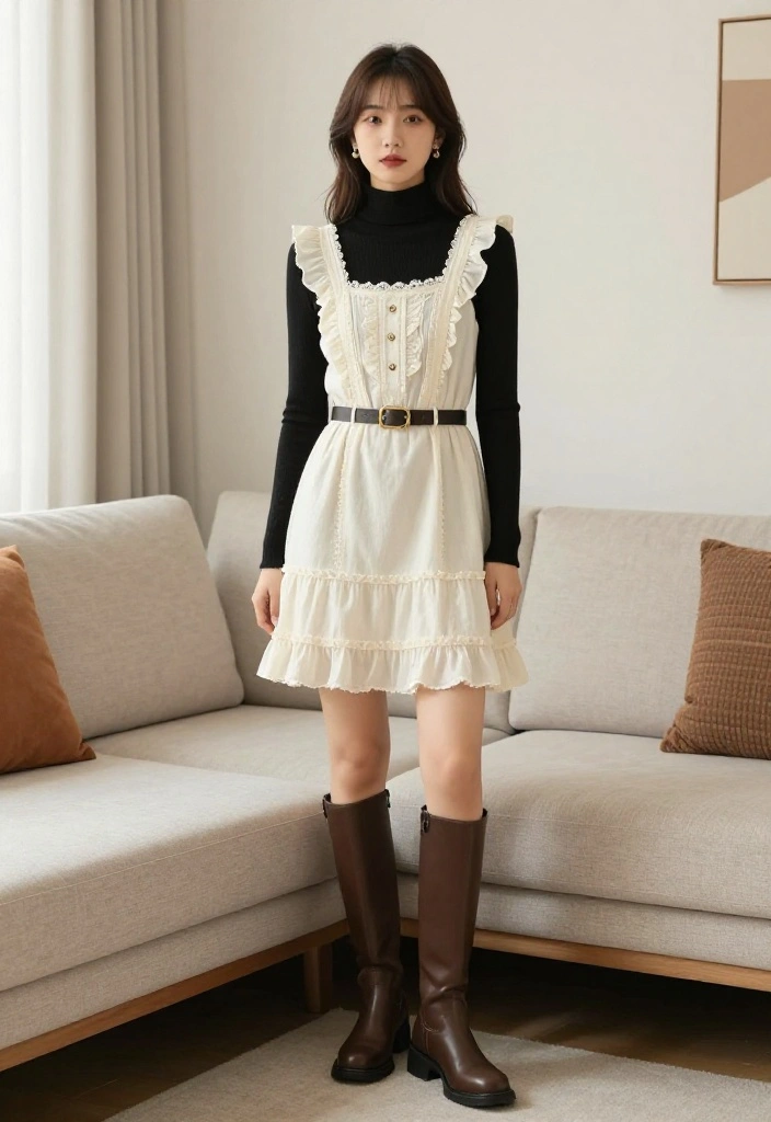 12 Baby Doll Dress Outfit Ideas That Don't Look Too Young - 3. Layering with a Turtleneck 1