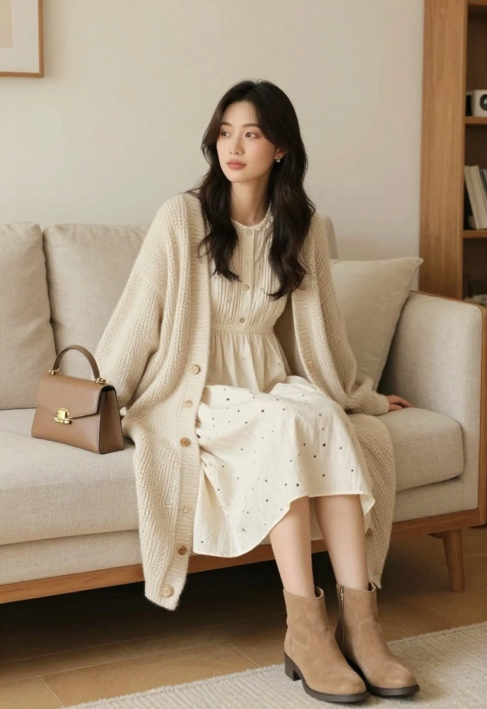 12 Baby Doll Dress Outfit Ideas That Don't Look Too Young - 6. Chic Layering with a Long Cardigan 1